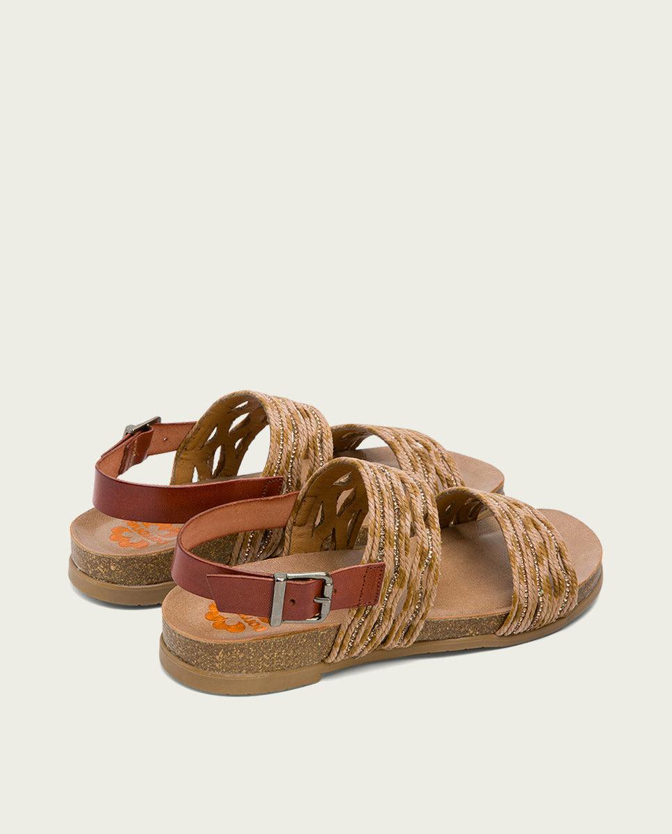 porronet SANDALIA BIO CON PALA TEXTIL PIEL CUERO DARLA En oferta