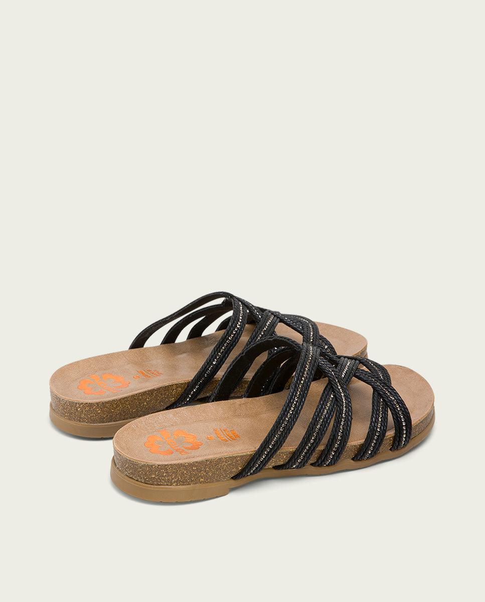porronet SANDALIA BIO CON PALA TEXTIL PIEL NEGRO DAFNE Descuentos del mes