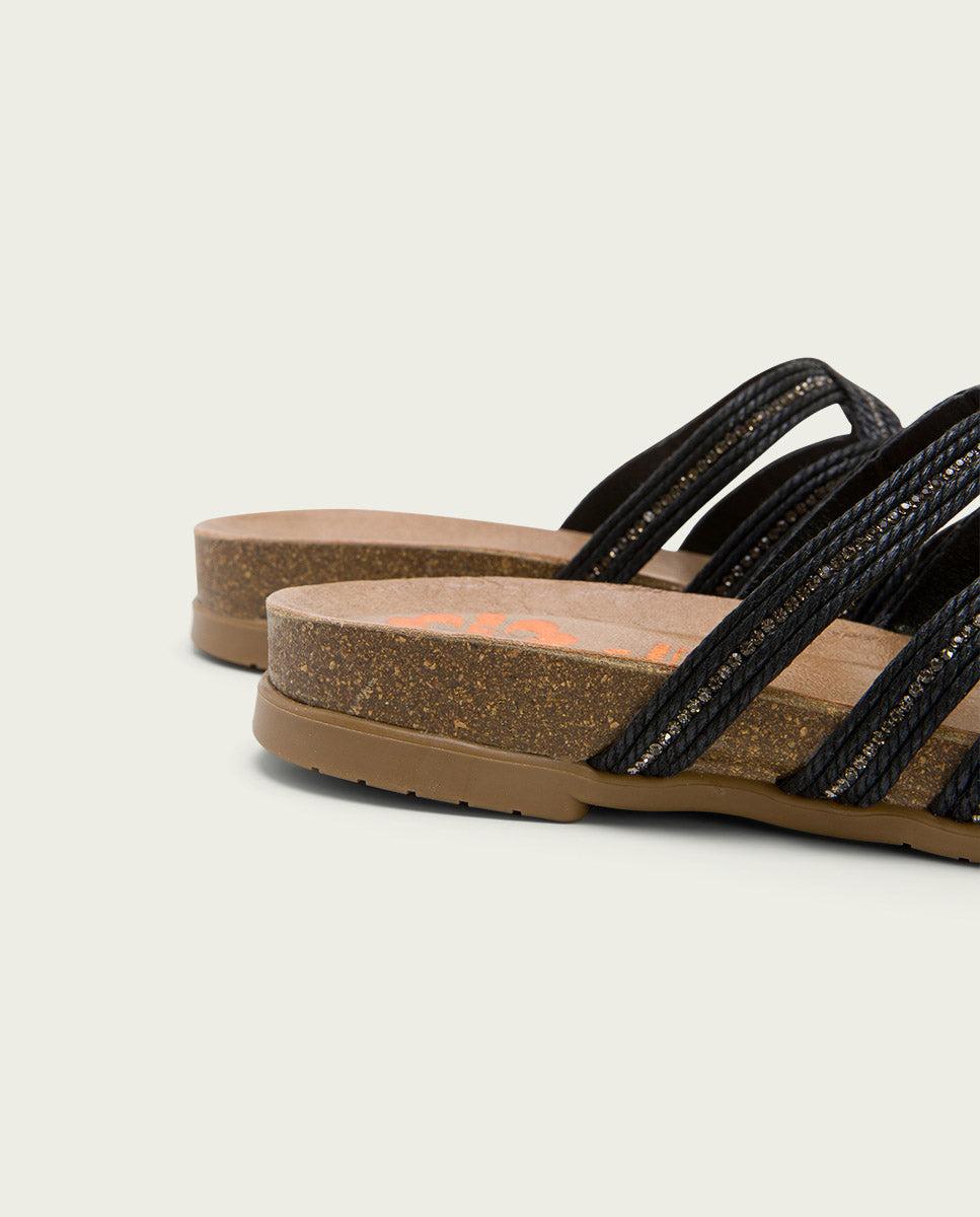 porronet SANDALIA BIO CON PALA TEXTIL PIEL NEGRO DAFNE Descuentos del mes