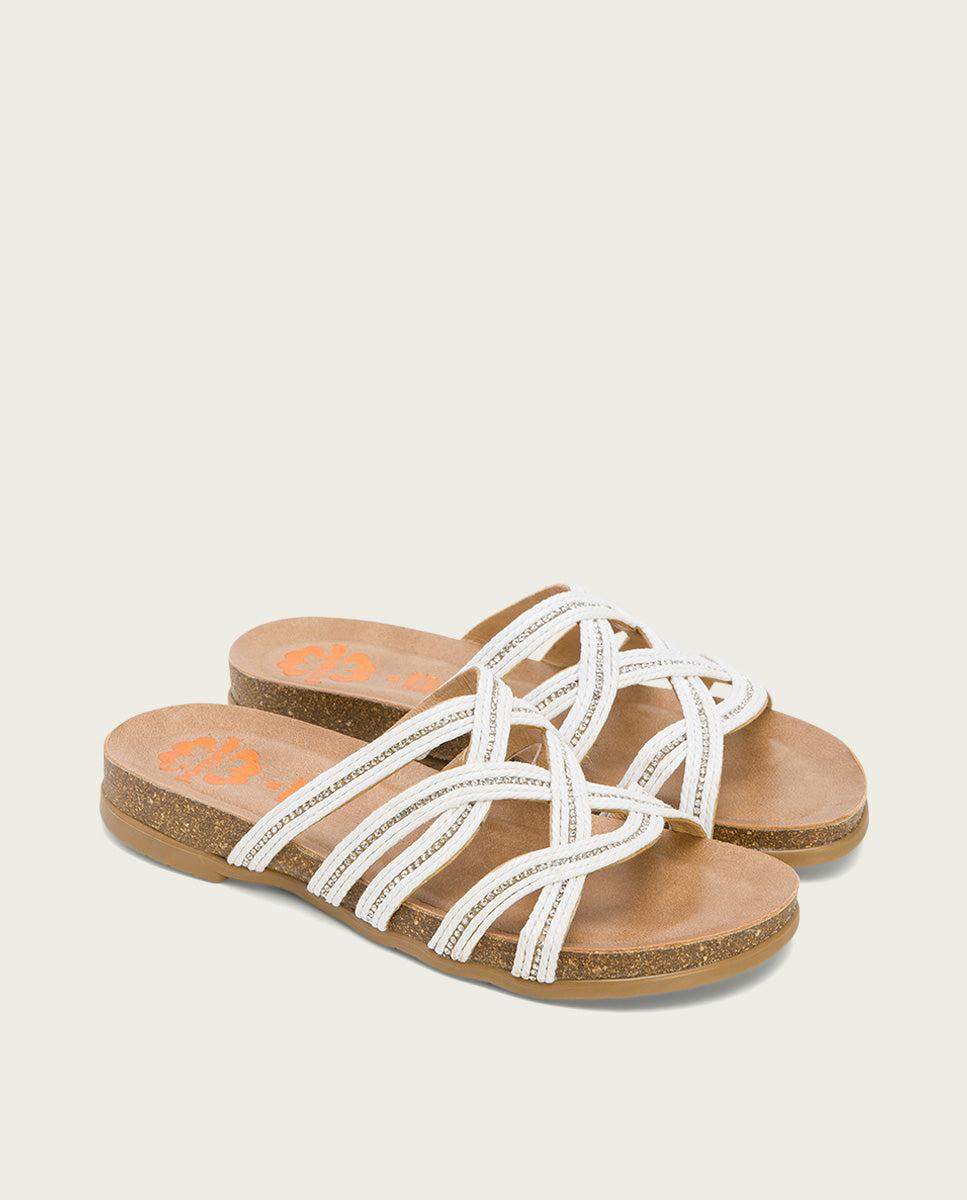porronet SANDALIA BIO CON PALA TEXTIL PIEL BLANCO DAFNE Oferta exclusiva