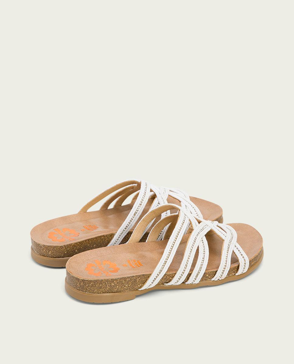 porronet SANDALIA BIO CON PALA TEXTIL PIEL BLANCO DAFNE Oferta exclusiva