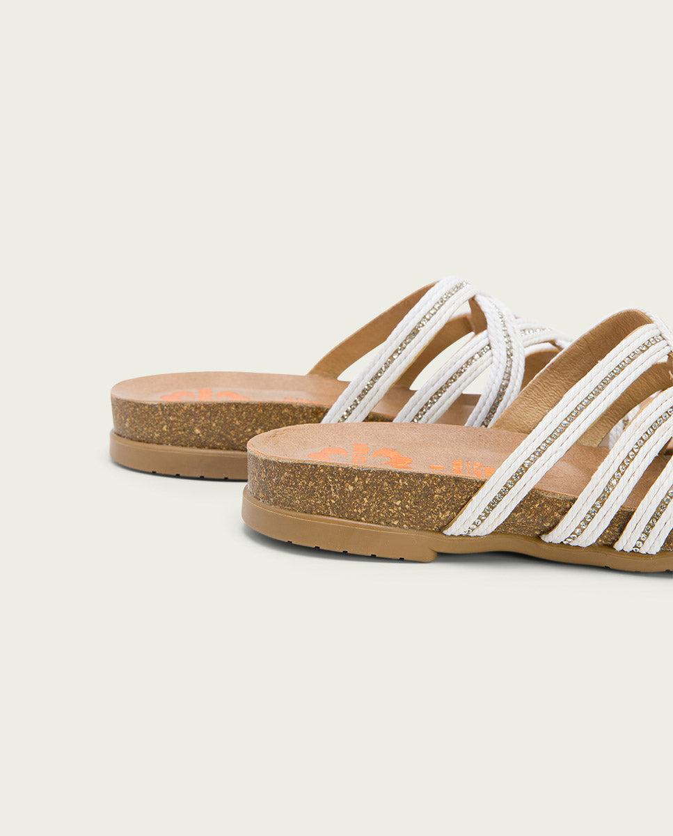 porronet SANDALIA BIO CON PALA TEXTIL PIEL BLANCO DAFNE Oferta exclusiva