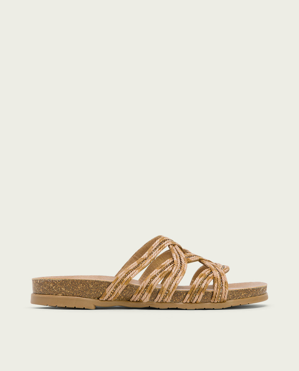 porronet SANDALIA BIO CON PALA TEXTIL PIEL CUERO DAFNE Descuento por venta flash