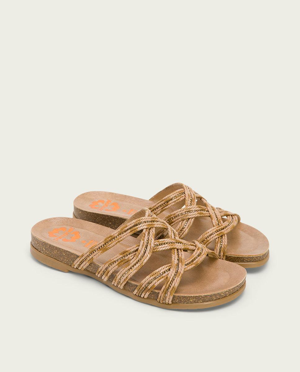 porronet SANDALIA BIO CON PALA TEXTIL PIEL CUERO DAFNE Descuento por venta flash