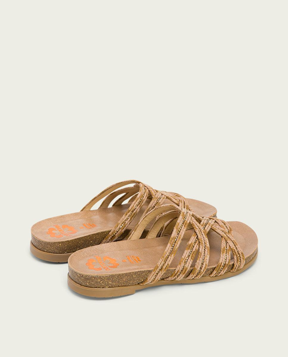 porronet SANDALIA BIO CON PALA TEXTIL PIEL CUERO DAFNE Descuento por venta flash