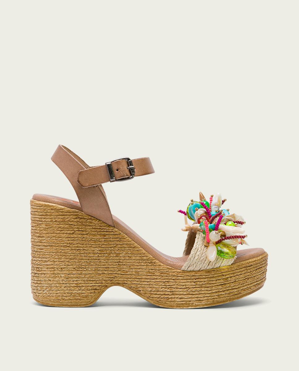 porronet SANDALIA TACON ALTO TAUPE MIRTA En oferta