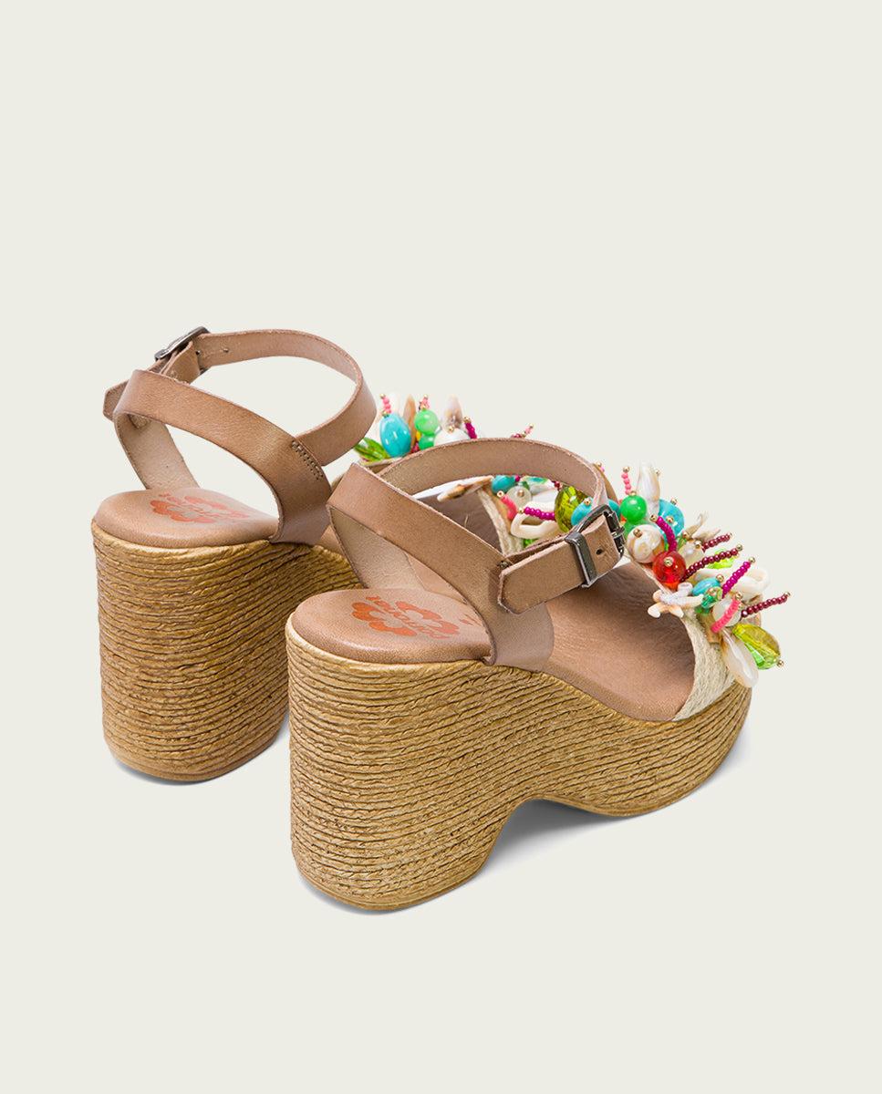 porronet SANDALIA TACON ALTO TAUPE MIRTA En oferta