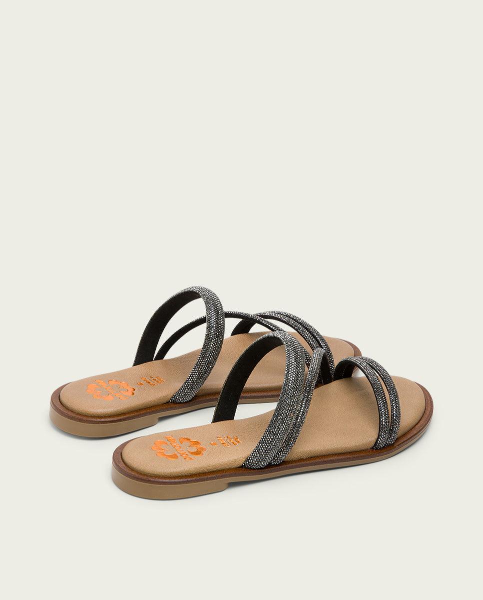 porronet SANDALIA PLANA PIEL PLOMO CAITLIN Tienda
