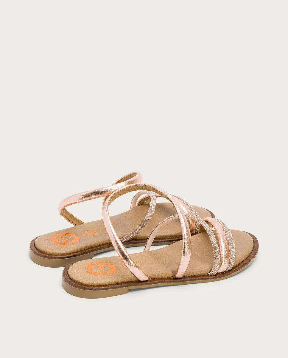 porronet SANDALIA PLANA CON BRILLANTES PIEL ROSÉ CARA Rebajas top