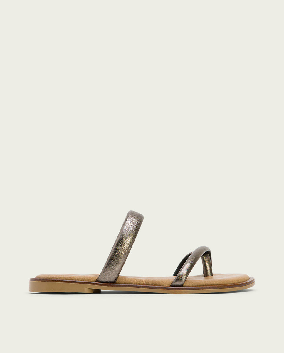 porronet SANDALIA ESCLAVA PLANA PIEL PLOMO CARLY Oferta especial