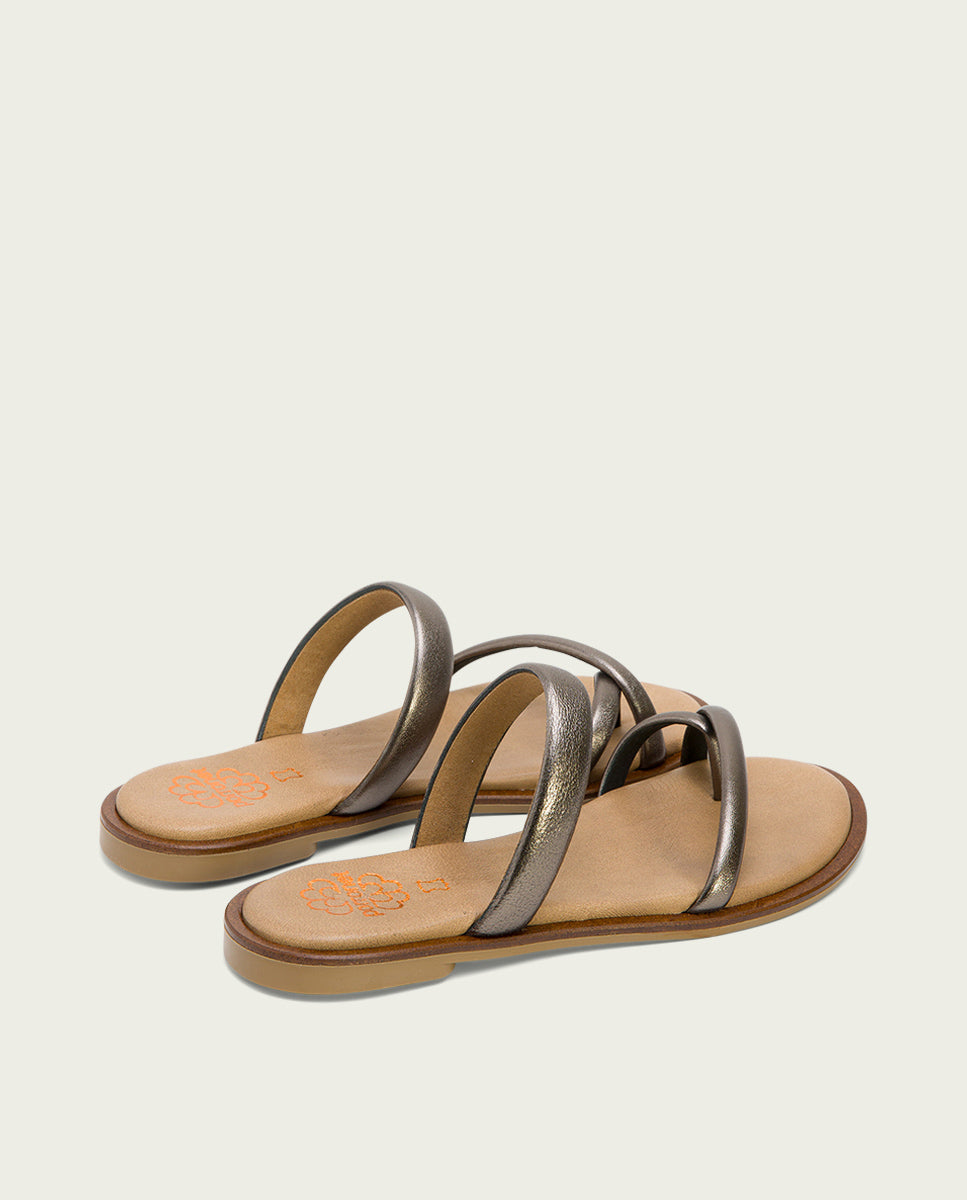 porronet SANDALIA ESCLAVA PLANA PIEL PLOMO CARLY Oferta especial