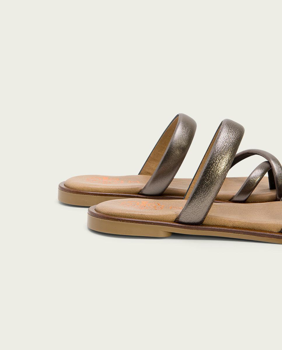 porronet SANDALIA ESCLAVA PLANA PIEL PLOMO CARLY Oferta especial