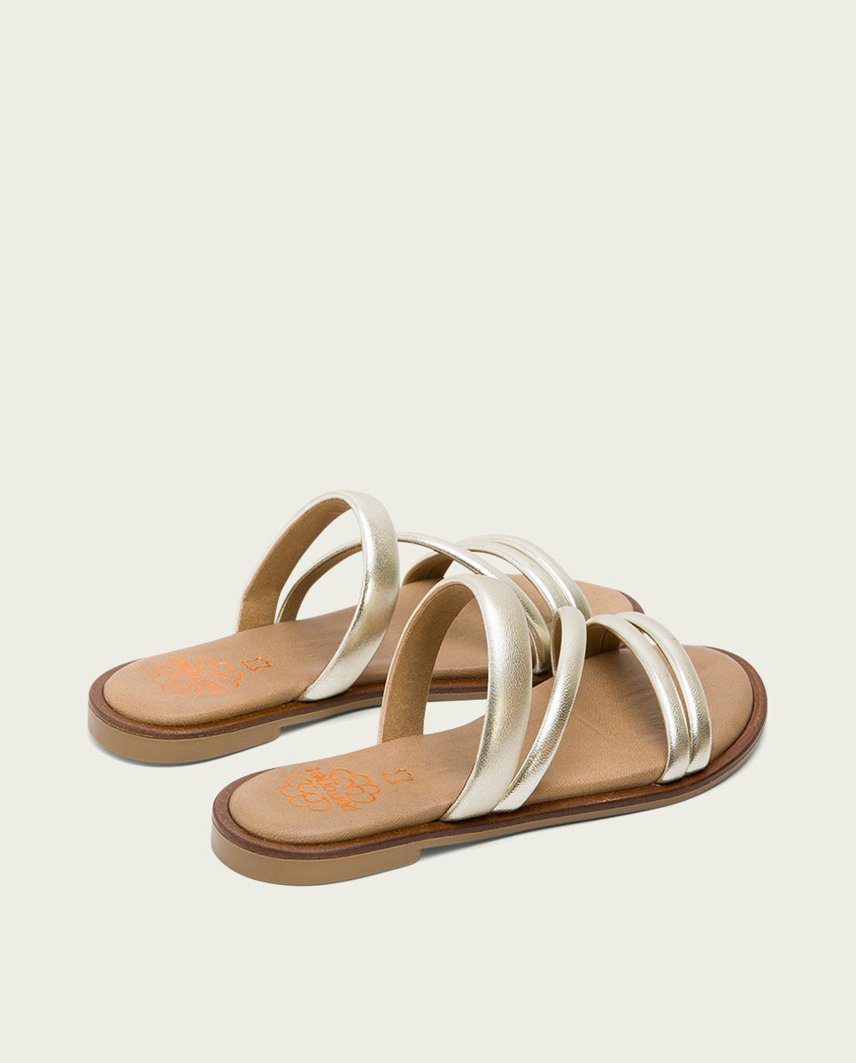 porronet SANDALIA PLANA PIEL PLATINO CAROL COMPRAR AHORA