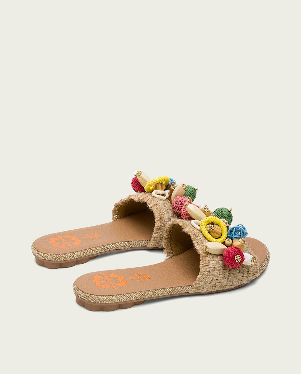 porronet SANDALIA PLANA PIEL YUTE MULTICOLOR ANNA Último día
