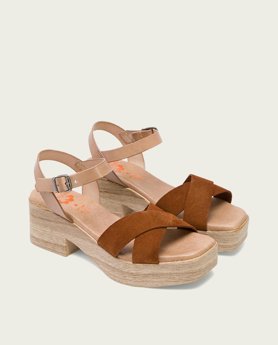 porronet SANDALIA TACON BAJO DE PIEL TAUPE CUERO VIVIANA Superdescuento