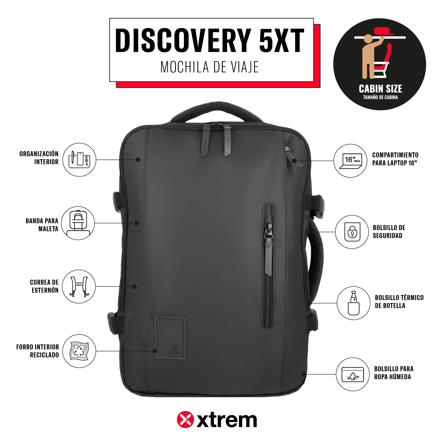 saxoline Mochila de viaje Discovery negra Rebajas online