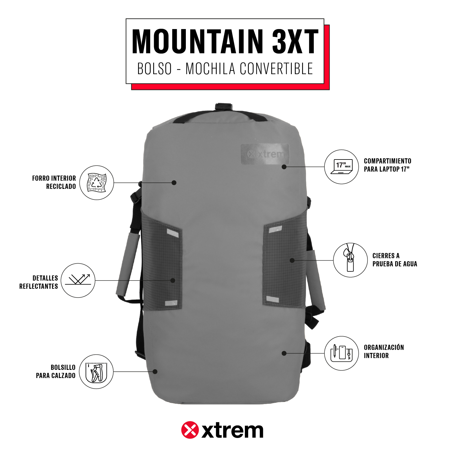 saxoline Mochila-bolso Mountain gris Ofertas de temporada