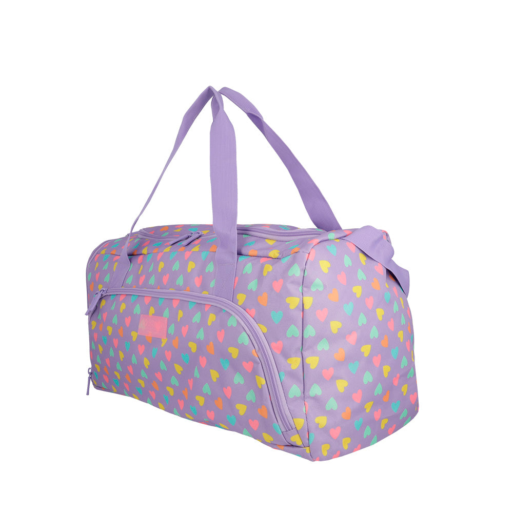 saxoline Megapack mochila escolar + bolso deportivo + lonchera + estuche Heart morado Promoción trimestral