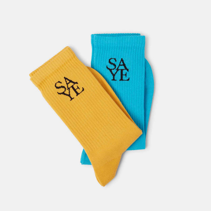 saye Crew Everyday Socks - Blue & Mustard Ahorra y exporta