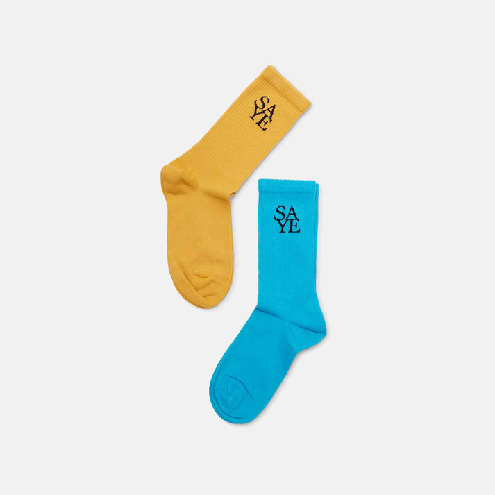 saye Crew Everyday Socks - Blue & Mustard Ahorra y exporta