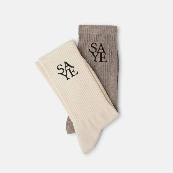 saye Crew Everyday Socks - Offwhite & Grey Última moda