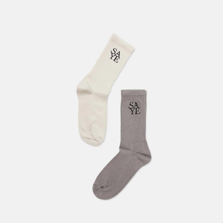 saye Crew Everyday Socks - Offwhite & Grey Última moda