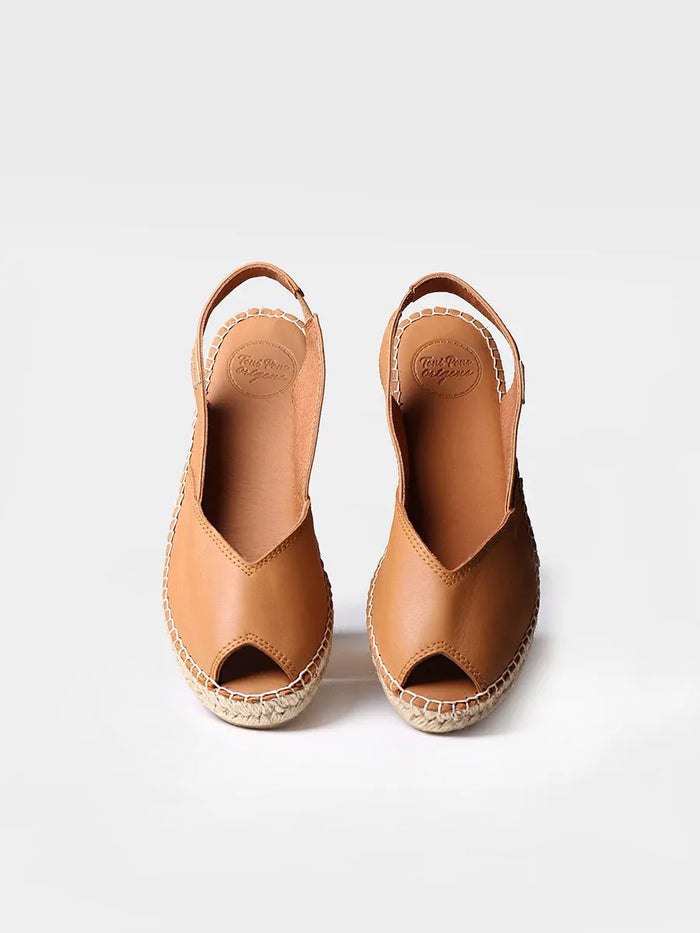 toni pons BERNIA-P - Alpargata peep toe de mujer con cuña en piel | BERNIA-P Grandes descuentos