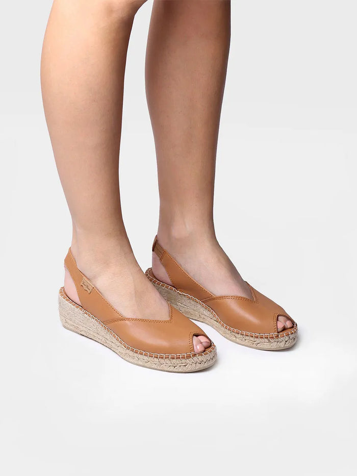 toni pons BERNIA-P - Alpargata peep toe de mujer con cuña en piel | BERNIA-P Grandes descuentos