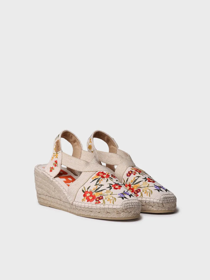 toni pons MONTJOI - Alpargata de cuña de mujer con bordados multicolor | MONTJOI Venta caliente