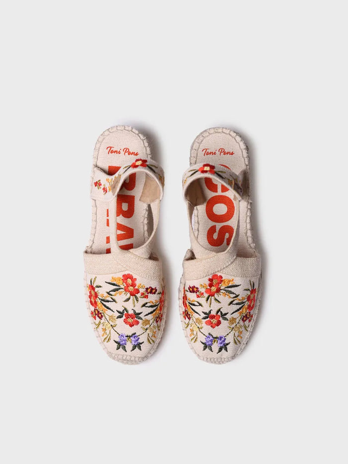 toni pons MONTJOI - Alpargata de cuña de mujer con bordados multicolor | MONTJOI Venta caliente