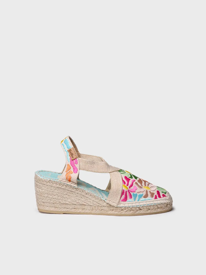 toni pons MONTJOI - Alpargata de cuña de mujer con bordados multicolor | MONTJOI