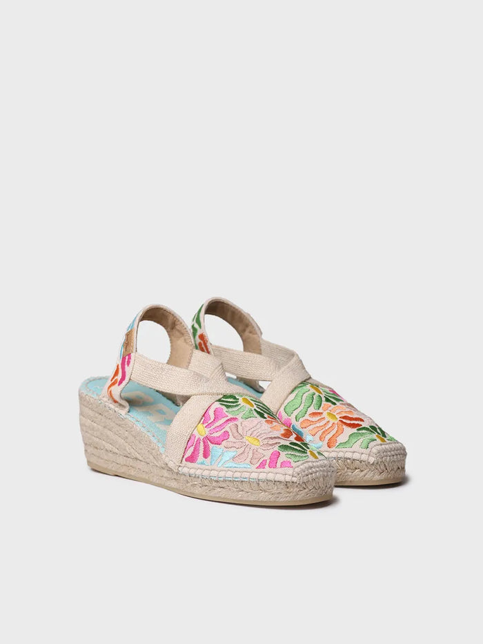 toni pons MONTJOI - Alpargata de cuña de mujer con bordados multicolor | MONTJOI En oferta