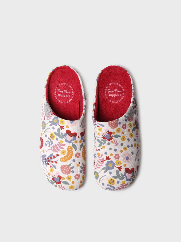 toni pons MIMI-TJ - Zapatilla de casa tipo zueco de mujer en algodón estampado | MIMI-TJ Liquidación