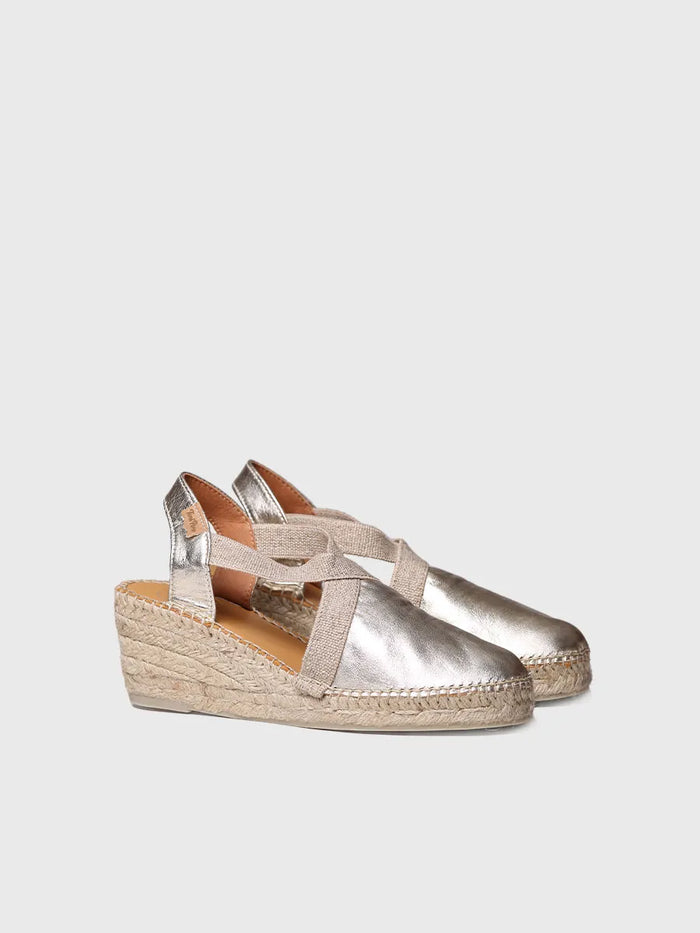 toni pons TOSSA - Alpargata de piel con cuña media para mujer | TOSSA Oferta especial de fábrica