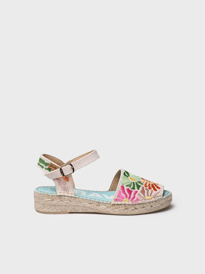toni pons GARBET - Sandalia plana de mujer con bordado multicolor | GARBET