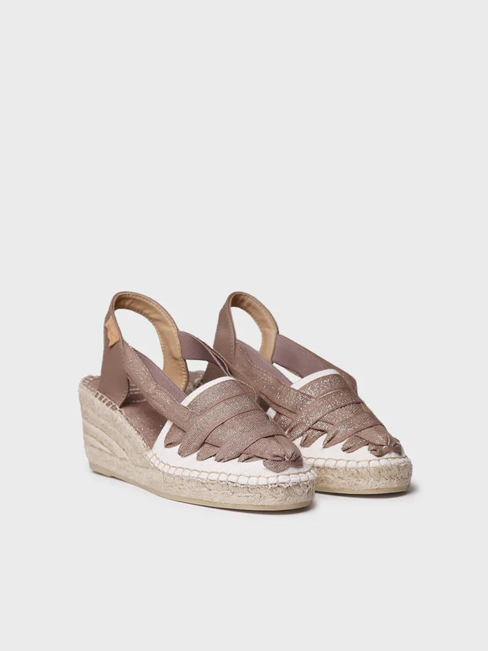 toni pons TRACY-CZ - Alpargata de mujer en algodón crudo con cuña y cintas | TRACY-CZ Precio ultrabajo