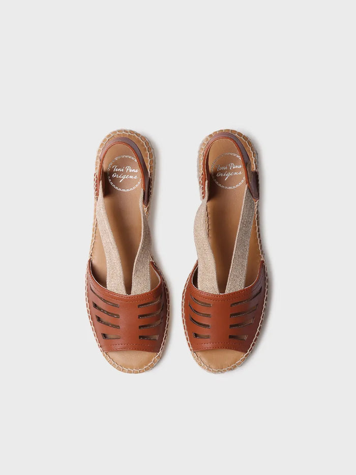 toni pons DIMA - Alpargata de mujer en piel con tacón ancho y elásticos | DIMA En oferta