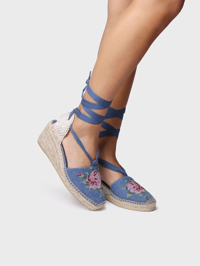 toni pons VENECIA - Alpargata vegana de mujer en algodón con bordado y cuña | VENECIA Precios de Black Friday