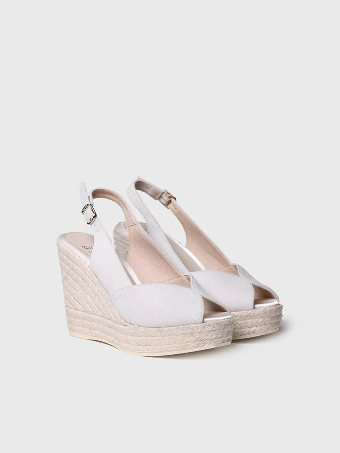 toni pons POPPY - Alpargata de cuña blanca de ante para novia | POPPY En oferta