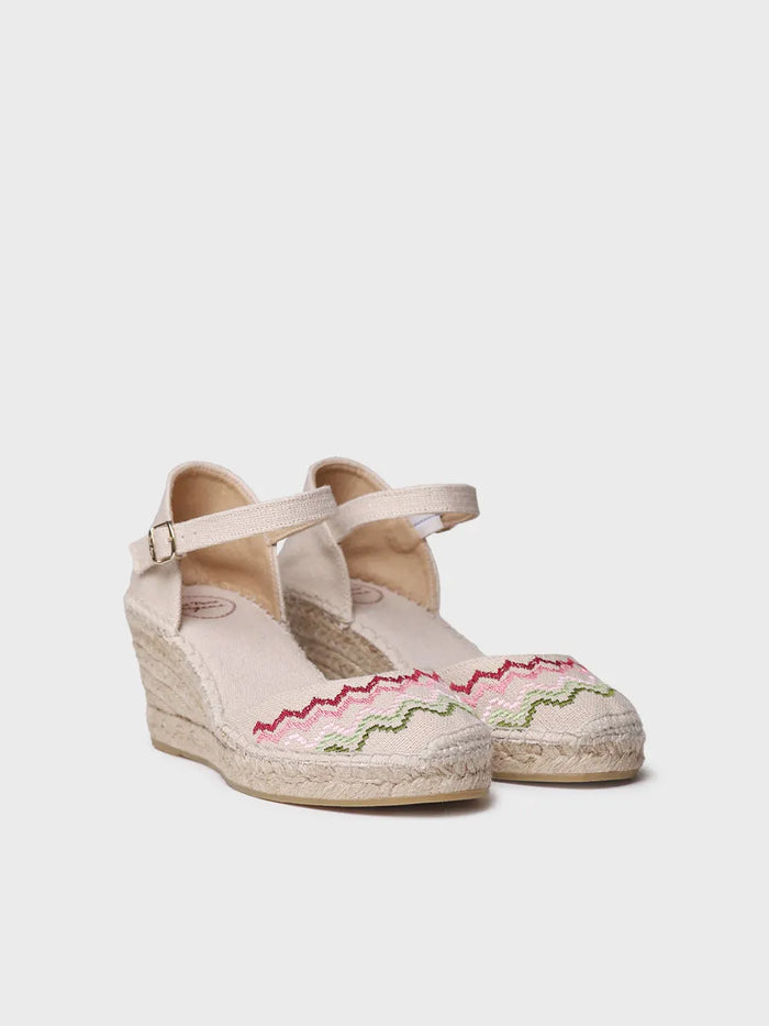 toni pons JESSIE - Alpargata vegana de cuña con bordado en punto de cruz | JESSIE En oferta