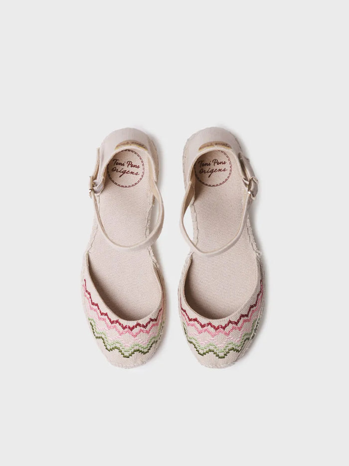 toni pons JESSIE - Alpargata vegana de cuña con bordado en punto de cruz | JESSIE En oferta