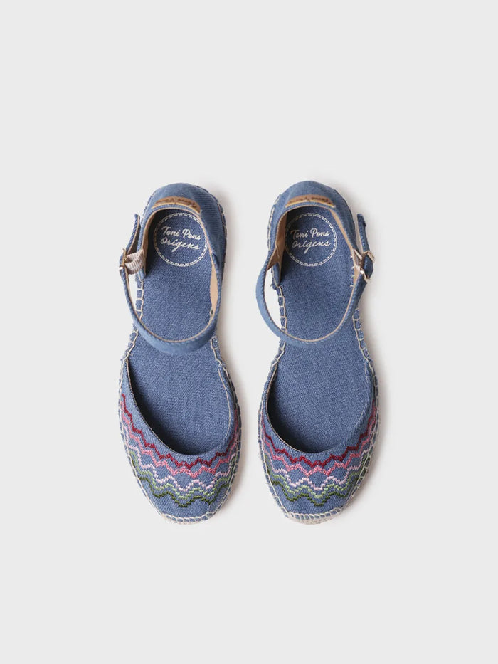 toni pons JESSIE - Alpargata vegana de cuña con bordado en punto de cruz | JESSIE Gran oferta