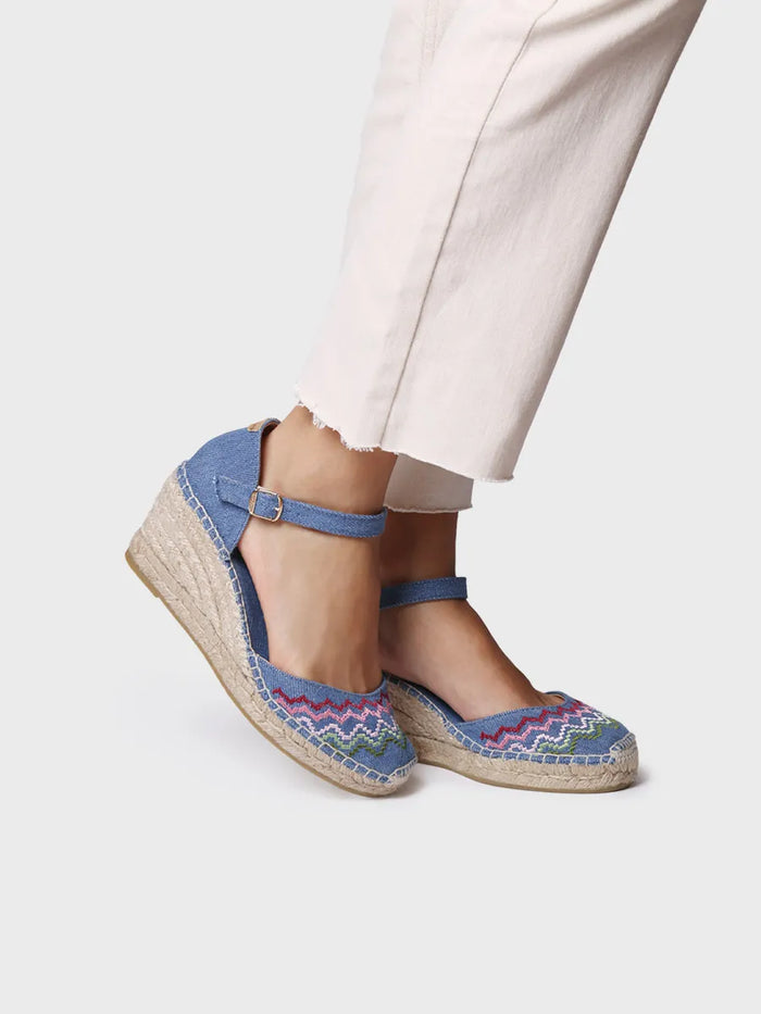 toni pons JESSIE - Alpargata vegana de cuña con bordado en punto de cruz | JESSIE Gran oferta