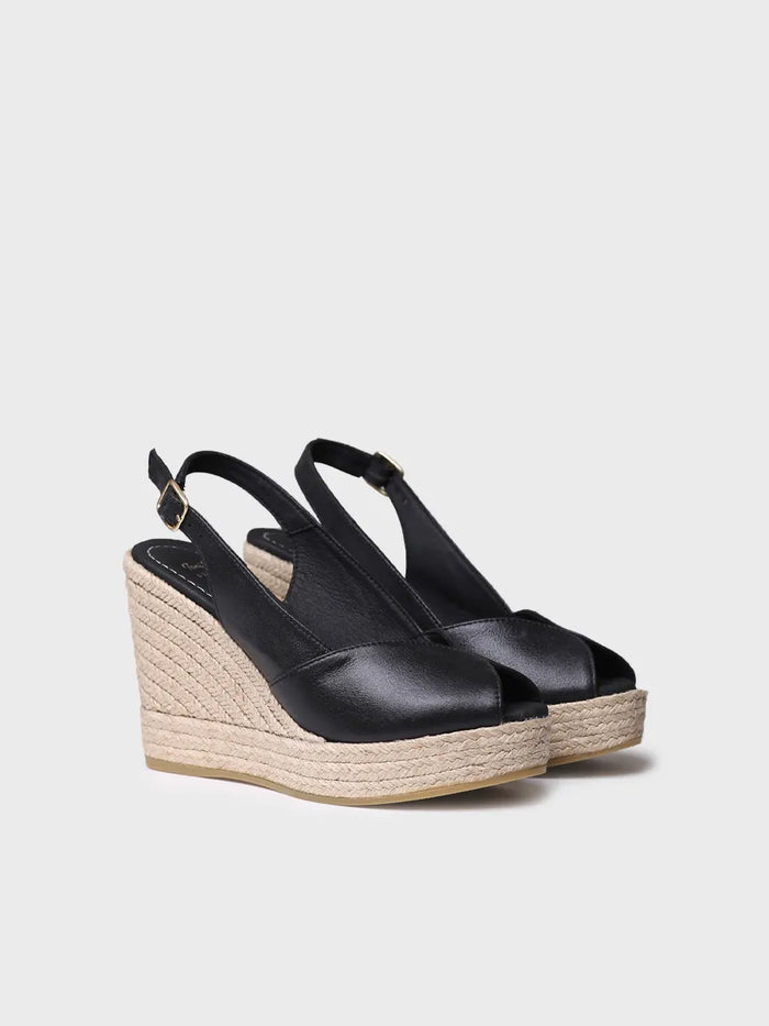 toni pons OPRAH - Alpargata peep toe alta de mujer en piel con cuña | OPRAH Oferta especial