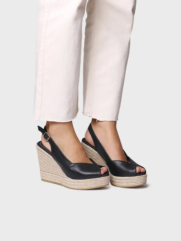 toni pons OPRAH - Alpargata peep toe alta de mujer en piel con cuña | OPRAH Oferta especial