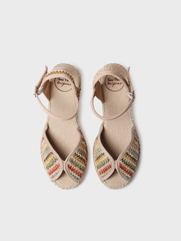 toni pons BELLA-MA - Alpargata de mujer con cuña media en rafia multicolor | BELLA-MA Liquidación