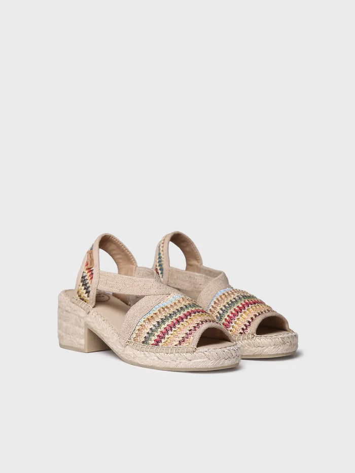 toni pons DELMI-MA - Alpargata de mujer en rafia multicolor con tacón ancho | DELMI-MA Precio ultrabajo
