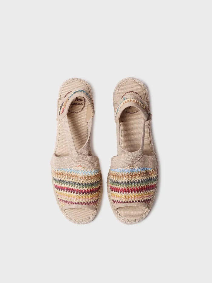 toni pons DELMI-MA - Alpargata de mujer en rafia multicolor con tacón ancho | DELMI-MA Precio ultrabajo