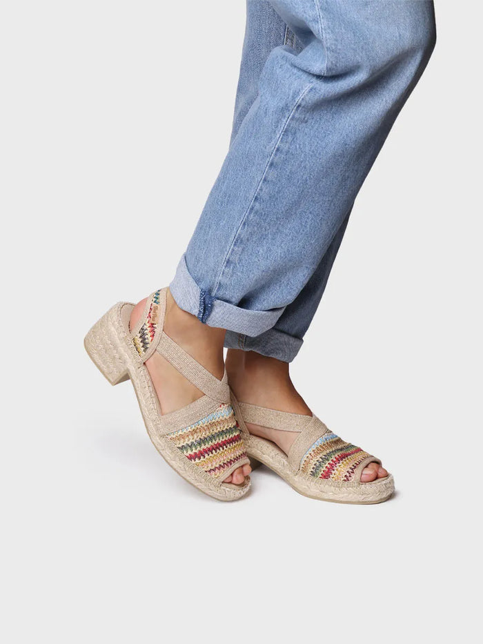 toni pons DELMI-MA - Alpargata de mujer en rafia multicolor con tacón ancho | DELMI-MA Precio ultrabajo
