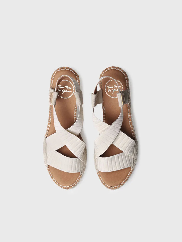 toni pons TURA-TR - Sandalia de cuña con tiras elásticas en color Crudo | TURA-TR Rebajas online